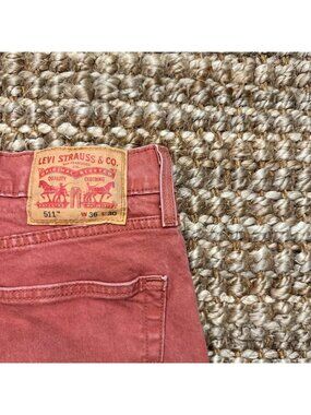 Levis 511 Mens Slim Fit Pants Coral Pink Red Denim Jeans W36 L30